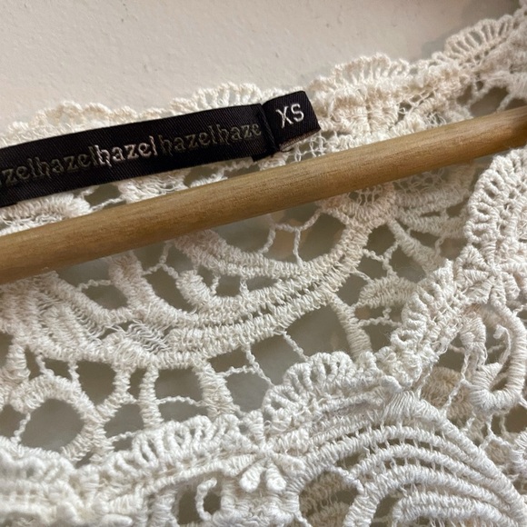 Hazel Brand Cream Crochet Lace Tunic Fairy Cottagecore Castlecore Romantic - Picture 3 of 7